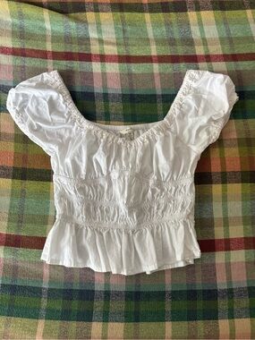 White Smocked Peasant Top - Women
